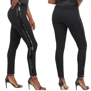 Spanx Black Sequin Trim Leggings nwot XS